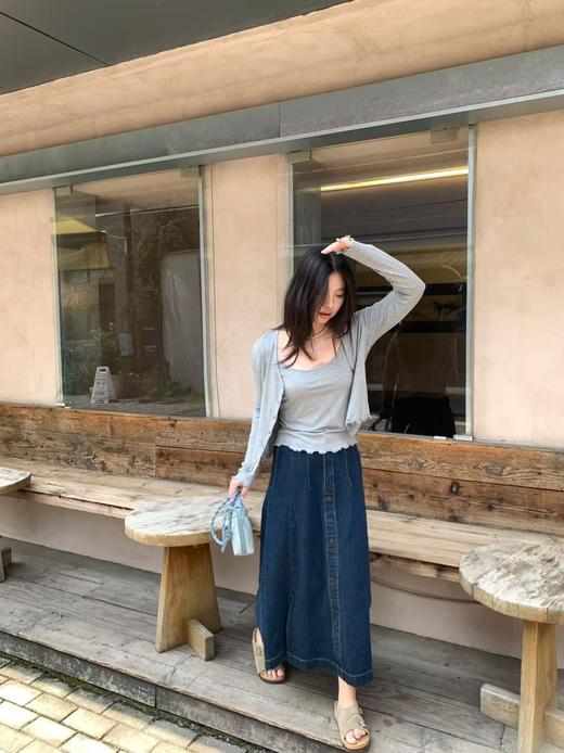 半松紧开叉牛仔半裙，推荐人手一条，不退换～ 商品图1