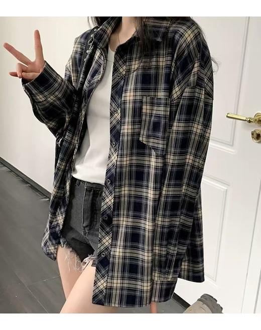 【秋上新】吉妮品牌 001A藏青色格子衬衫-喜出 商品图12