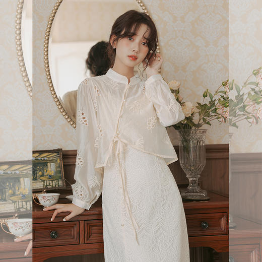 西遇新中式改良旗袍套装女秋季新款国风立领开衫连衣裙两件套SS051447 商品图2