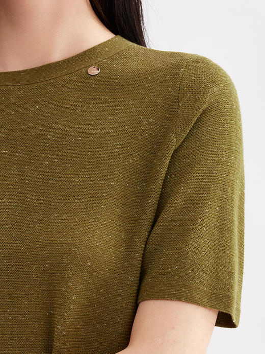 【松弛舒适】阿菁娜简约廓形圆领亚麻绵羊毛针织衫F30Q301018 商品图6