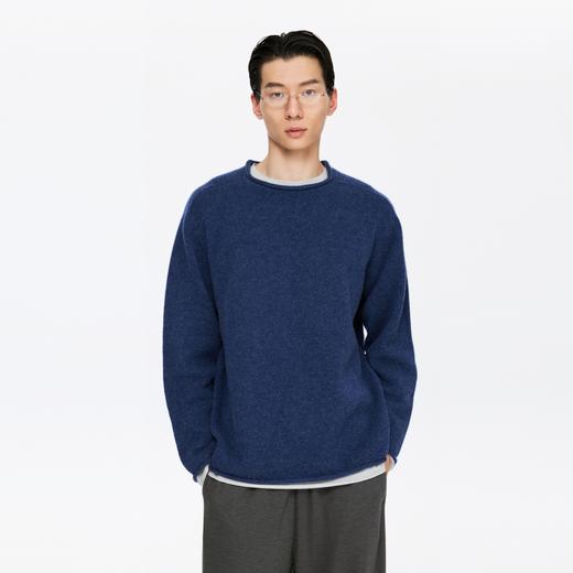 oneup全羊毛卷边圆领毛衣 商品图6