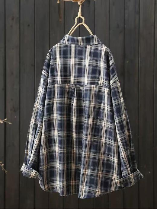 【秋上新】吉妮品牌 001A藏青色格子衬衫-喜出 商品图7
