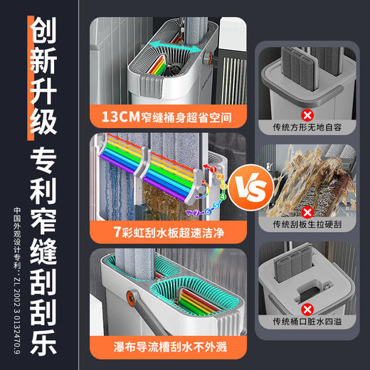 佳帮手扫除道窄缝彩虹刮刮乐塑板标准直柄款-佳灰2布 （0.4mm杆）40cm JBS-PBTB-GZ1S1-4JGY2P 商品图2