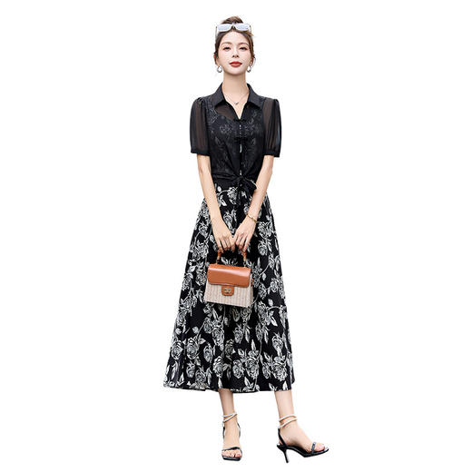 WZ52839夏季上新气质时尚简约优雅印花背带连衣裙搭小衫洋气减龄透气 商品图4