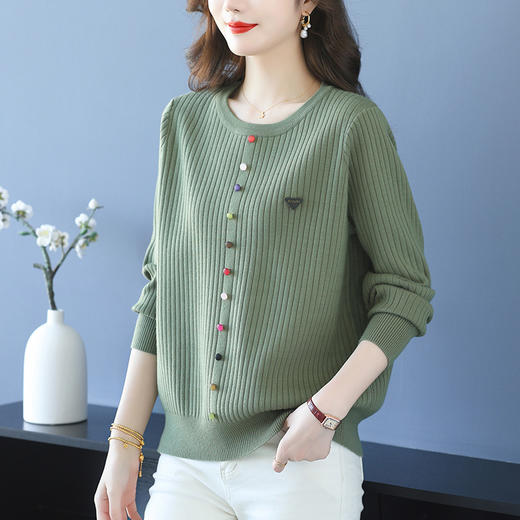 CC 10-6620大码针织上衣简单大方显瘦洋气 商品图1