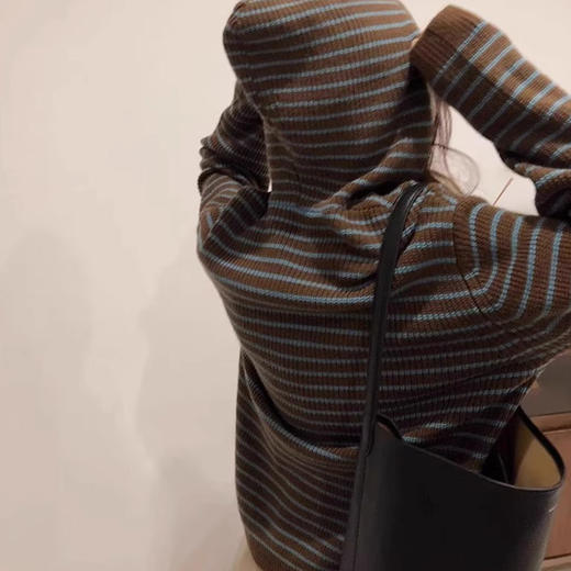 【宽松慵懒风毛衣】秋冬新款宽松软糯慵懒风针织连帽条纹vintage毛衣外套女上衣。rb 商品图3