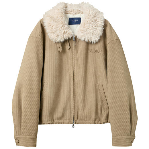 三彩2025冬季新款毛毛翻领棉衣棉服宽松保暖复古灯芯绒外套M 商品图4