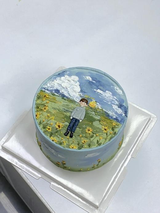 油画风卡通男生手绘蛋糕-低糖处理无添加 商品图0