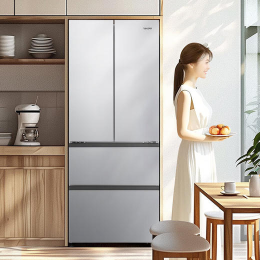 海尔智家出品统帅 法式多门410升一级能效双变频节能零嵌入式家用大容量双循环风冷无霜四门电冰箱LF4-430WS9U1 商品图2