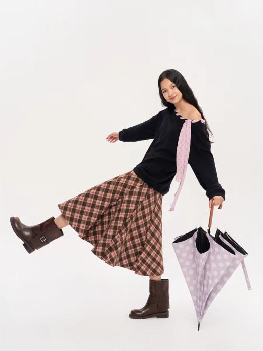 heris/H53122/彩色波点丝巾系带 一字肩/露肩两穿 慵懒氛围感针织卫衣 商品图1