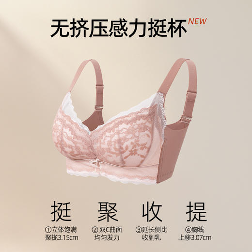 熳洁儿 小胸聚拢文胸法式薄纱蕾丝柔软莫代尔杯立体显大收副乳25761507 商品图1