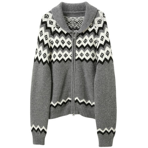 三彩2025冬季新款慵懒宽松针织衫长袖提花开衫复古上衣显瘦百搭M 商品图4