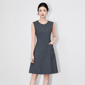 「高货wl」全新升级【铂金会员284/天猫379/差价95】(02358)洛诗琳气质无袖背心连衣裙2025秋季简约收腰显瘦A字裙女