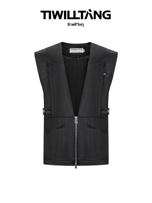 TIWILLTANG 启世录“楠钼”袢带活页无领西装马甲休闲拉链上衣男 商品图4