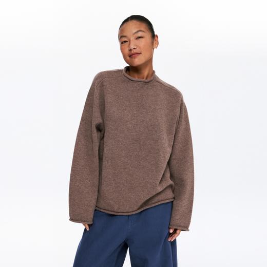 oneup全羊毛卷边圆领毛衣 商品图4