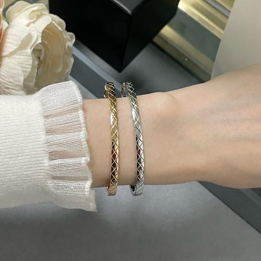 TB28-CHANEL香奈儿 菱格纹图案 无钻 手镯 女款 银色 (XJ) 商品图1