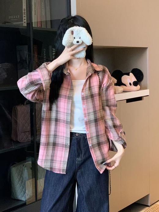 【秋上新】吉妮品牌 002A粉色格子衬衫-喜出 商品图0
