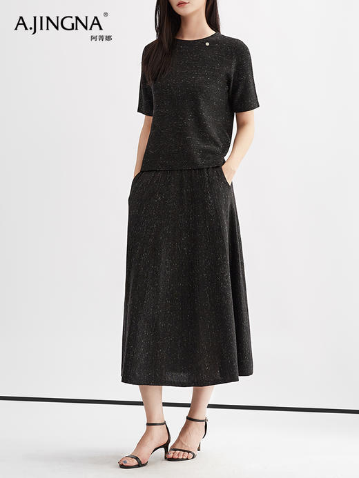 【松弛慵懒】阿菁娜亚麻绵羊毛混纺中长款半身裙F30Q313002 商品图3