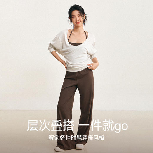 【限时秒】YOGACODE【火树银花系列】大U领运动罩衫女遮屁股休闲蝙蝠袖长袖瑜伽服上衣DWI125626 商品图4