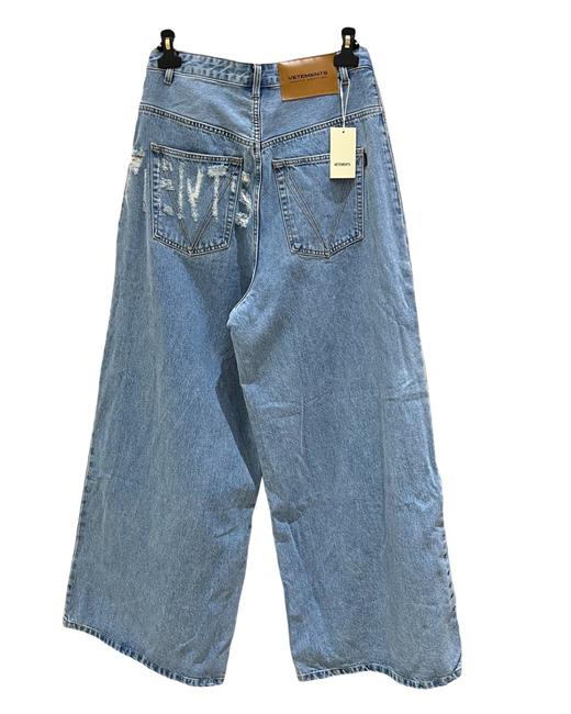 中性款破洞阔腿牛仔裤 商品图1