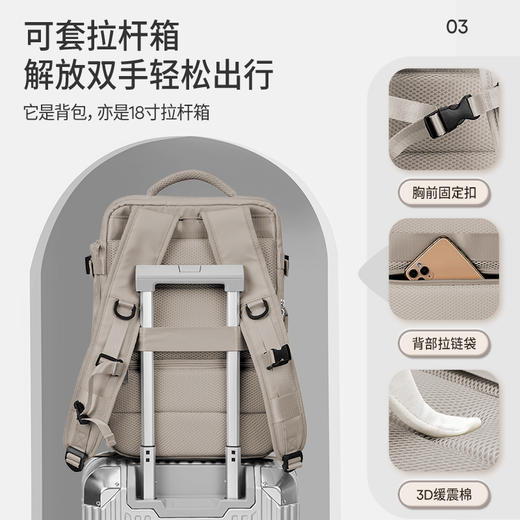 旅行背包 男士双肩包 轻便短途出差便携包 旅游行李包 大容量电脑书包 商品图4