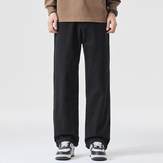 【DQ】大依优型大码男士牛仔裤阔腿直筒裤遮肉显瘦潮流秋冬新款时尚休闲弹力阔腿直筒长裤耐磨水洗300斤 商品图5