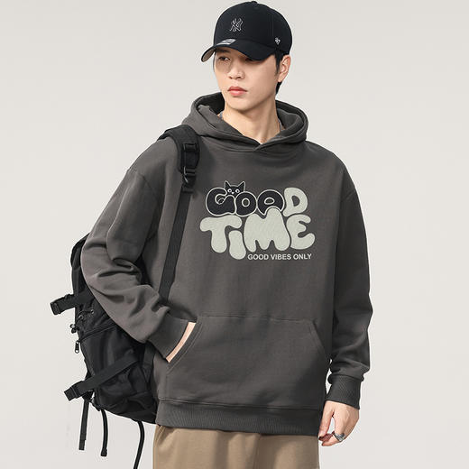 【100%棉】【DQ】大依优型大码男装纯棉重磅卫衣全棉360G重磅连帽卫衣男宽松潮牌印花上衣 商品图5