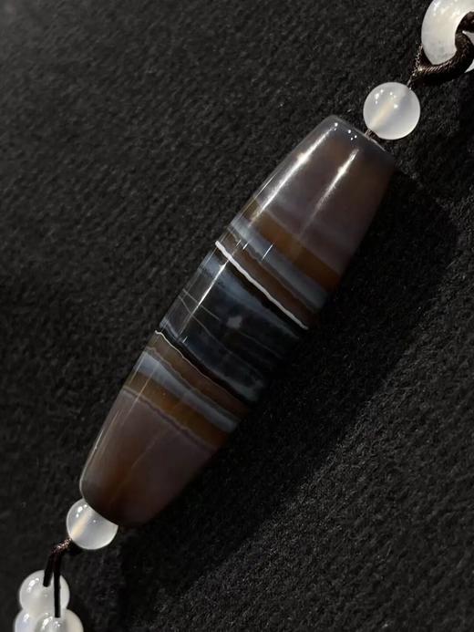 灰褐底白线缠丝玛瑙橄榄珠，顺丰包邮 商品图11