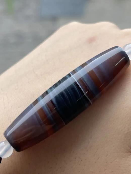 灰褐底白线缠丝玛瑙橄榄珠，顺丰包邮 商品图12