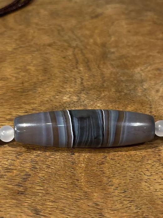 灰褐底白线缠丝玛瑙橄榄珠，顺丰包邮 商品图5