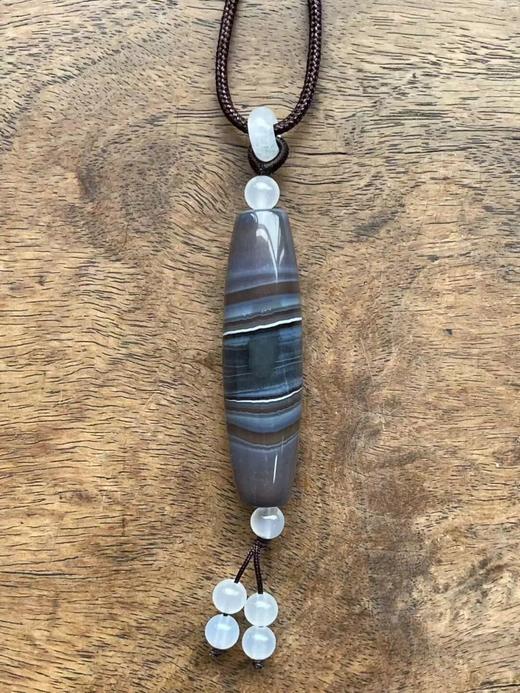 灰褐底白线缠丝玛瑙橄榄珠，顺丰包邮 商品图6