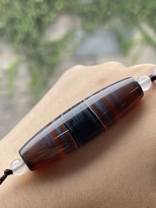 灰褐底白线缠丝玛瑙橄榄珠，顺丰包邮 商品图14