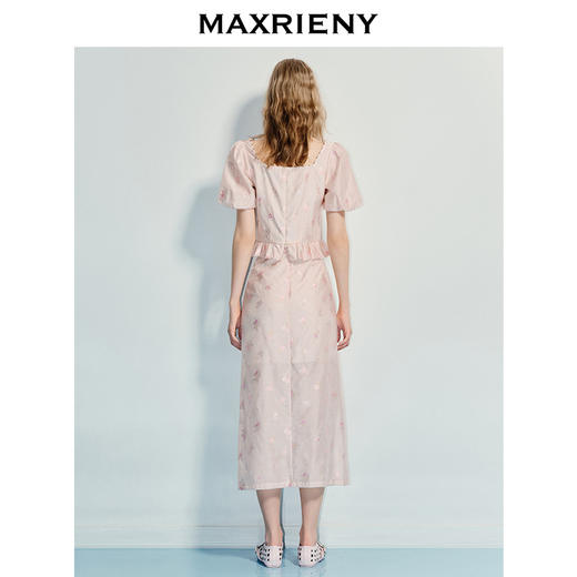 MAXRIENY浪漫新中式上衣优雅短袖上衣提花泡泡袖甜美25夏季新款(货号:MF86TP017) 商品图3