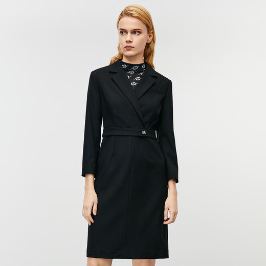 EITIE爱特爱秋季新款气质通勤精致翻领收腰显瘦西装连衣裙7907643 商品图1