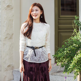 【林栖设计小店】蕾丝衬衣花边优雅肌理感修身显瘦2025秋冬新款长袖上衣女1954033