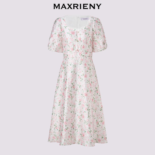 MAXRIENY2025夏连衣裙新款碎花公主连衣裙中长裙泡泡袖显白裙子(货号:MF86DR256) 商品图4