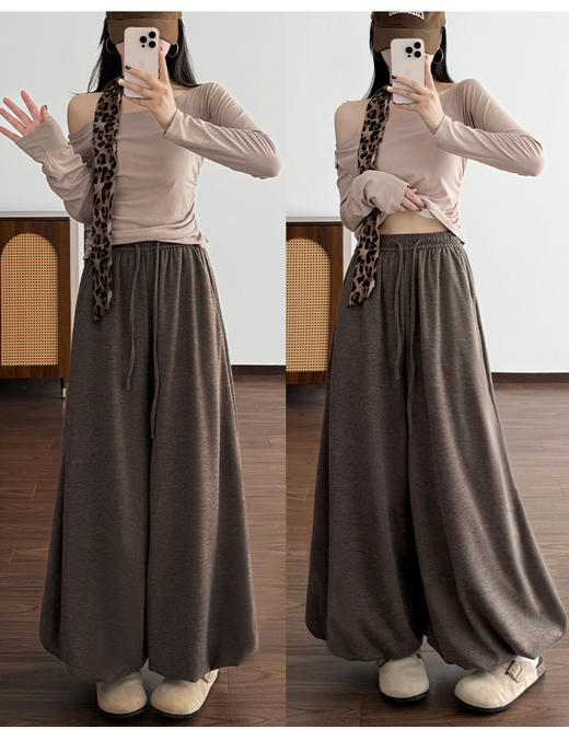 【YW】无忧购  温柔风糯米花苞裤裙女秋季高腰针织休闲灯笼裤裙H-1930（截单后3-5天发货） 商品图0