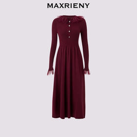 MAXRIENY优雅气质针织连衣裙长袖长款秋冬修身显瘦女装时尚(货号:MS85DR772)