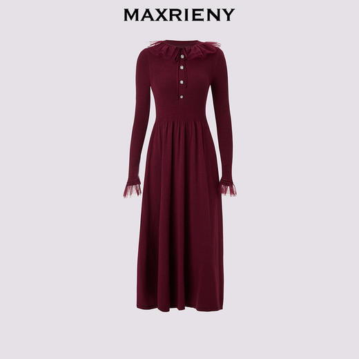 MAXRIENY优雅气质针织连衣裙长袖长款秋冬修身显瘦女装时尚(货号:MS85DR772) 商品图0