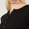 【秋冬新品】SUNSPEL女士秋冬罗纹Supima棉亨利领长袖T恤 商品缩略图3