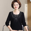 W106-6121-60-108妈妈秋装2025新款蕾丝上衣洋气中老年毛衣女春秋内搭打底小衫 商品缩略图3