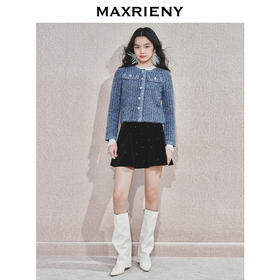 MAXRIENY千金名媛风短外套24冬新款精致法式小香风夹克修身显瘦(货号:MS85JA781)