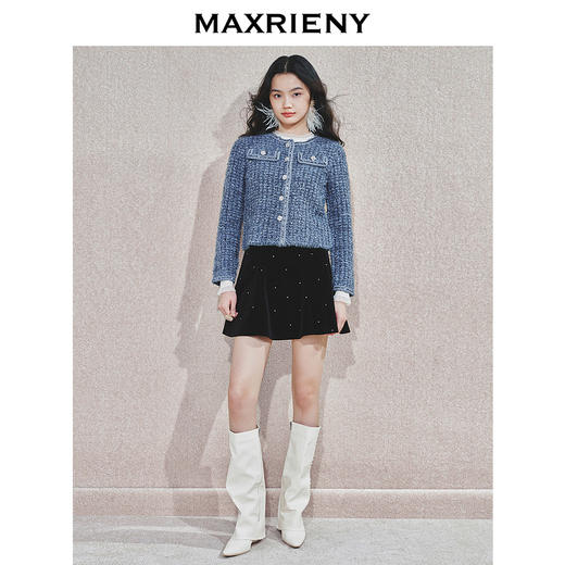 MAXRIENY千金名媛风短外套24冬新款精致法式小香风夹克修身显瘦(货号:MS85JA781) 商品图0