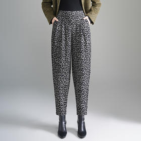 XBMY-F508时尚豹纹印花花苞裤女秋季2025年新款韩版气质高腰女士潮流裤子