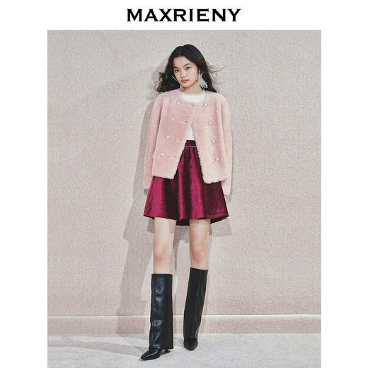 MAXRIENY 人造皮草 精致贵雅感直身羊毛仿皮草女24冬新款保暖外套(货号:MS85FU751) 商品图1