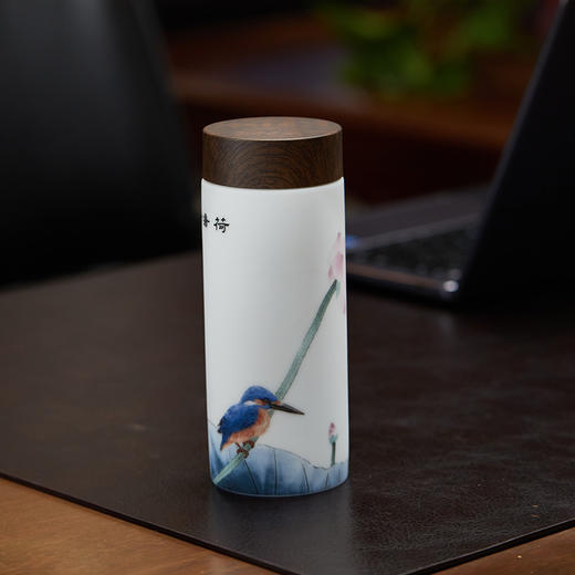 荷塘清趣双层肤感陶瓷保温杯 商品图3