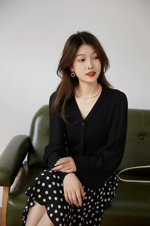 双拼冰丝来赛尔灯笼百褶朦胧纱袖开衫罩衫 商品图10