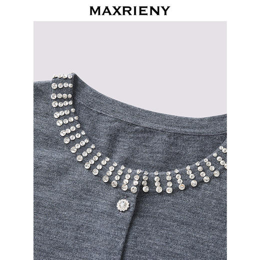 MAXRIENY格雷系气质穿搭羊毛针织衫25秋款收腰显瘦钉钻上衣女(货号:MF86SW511) 商品图1