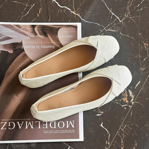 复古小羊皮（内衬含有羊皮）平底鞋--浅口平底一脚蹬 商品图6