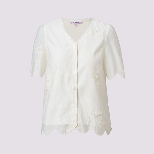 MAXRIENY2025年夏季新款刺绣蝴蝶小衫蕾丝白色百搭精致小香风(货号:MF86TP265) 商品图4